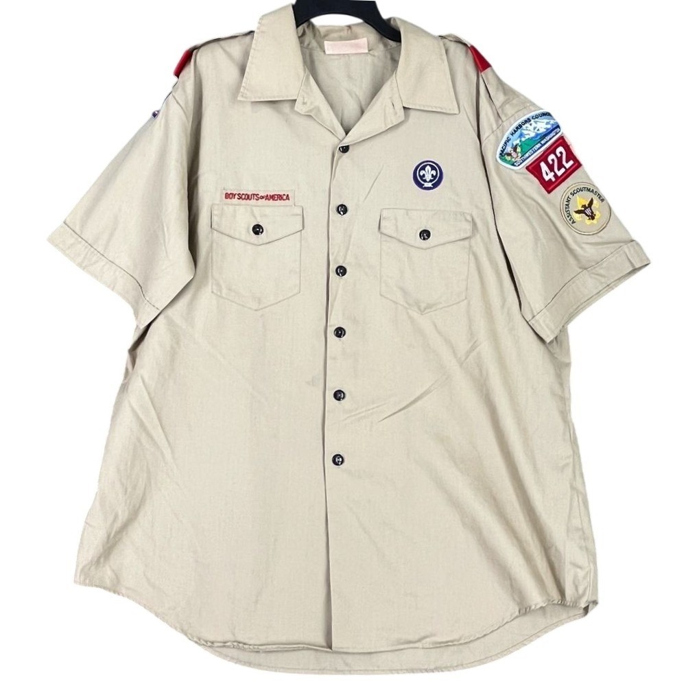 Vintage 80s Boy Scouts of America Shirt Mens 2XL USA BSA Scoutmaster Camping